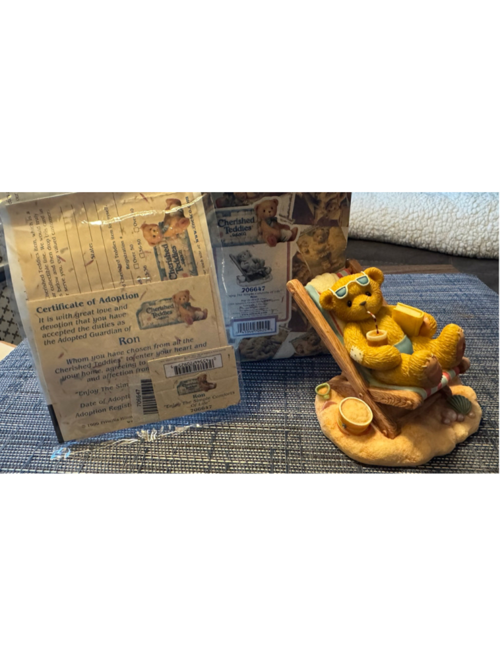 Cherished Teddies Ron 706647 Boy on Beach Chair